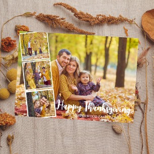 Modern Fall thanksgiving family photo collage  Holiday Card