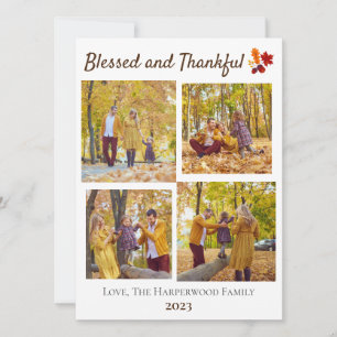 Modern Fall Thanksgiving Family photo Collage Holiday Card
