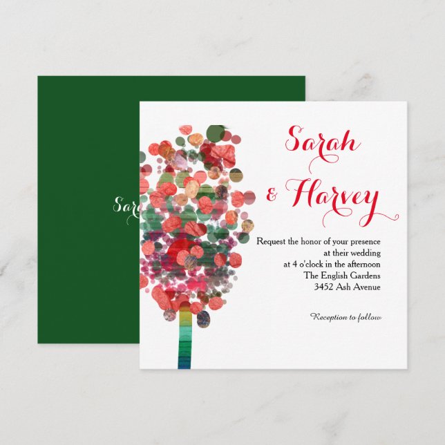 Modern Fall Tree Custom Wedding Invitation (Front/Back)