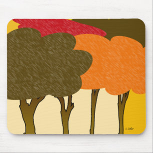Modern fall trees mouse mat