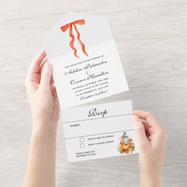 Modern Fall Wedding  All In One Invitation (Tearaway)