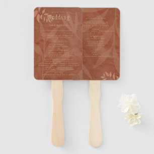 Modern FALL Wedding Terracotta Gold Program Hand Fan