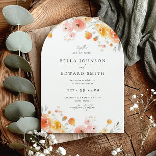 Modern Fall Wedding Watercolor Floral Invitation