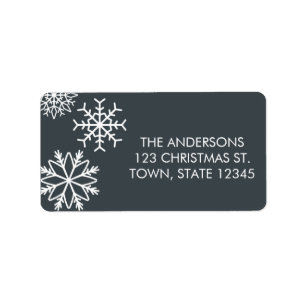 Modern Falling snowflakes Holiday grey Label