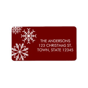 Modern Falling snowflakes Holiday red Label