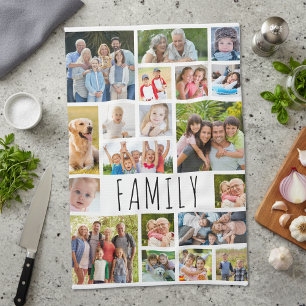 Modern Family 19 Photo Collage Simple Tea Towel
