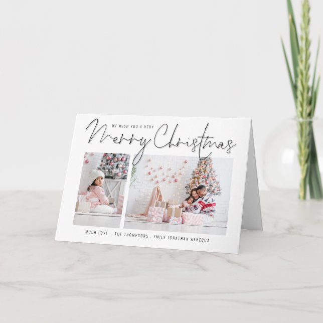 Modern Family 2 Photos Script Merry Christmas Holiday Card (Front)