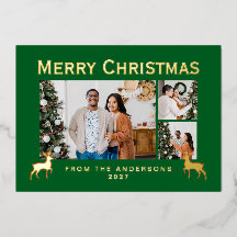 Modern Family 3 Photo Collage Elegant Christmas