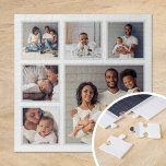 Modern Family 6 Square Photo Collage Jigsaw Puzzle<br><div class="desc">Add six of your favourite family photos to create a beautiful unique photo collage puzzle with one larger focal image and 5 smaller squares around it. Use the design tools to upload more photos, add text and customise the fonts and colours to create your own one of a kind family...</div>