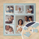 Modern Family 6 Square Photo Collage Jigsaw Puzzle<br><div class="desc">Add six of your favourite family photos to create a beautiful unique photo collage puzzle with one larger focal image and 5 smaller squares around it. Use the design tools to upload more photos, add text and customise the fonts and colours to create your own one of a kind family...</div>