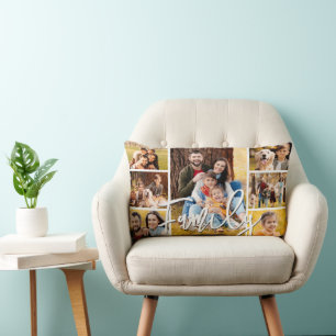 Modern Family 7 Photo Collage Script Lumbar Cushion