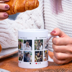 Modern family 8 photos simple instagram style coffee mug