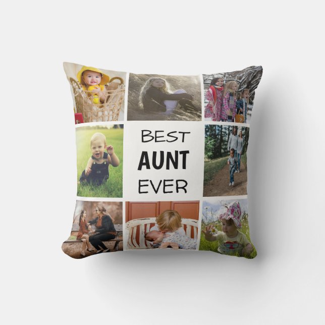 Modern Family Best Aunt EVER Black and White Photo Cushion (Front)