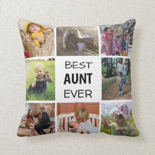 Modern Family Best Aunt EVER Black and White Photo Cushion