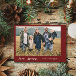 Modern Family Christmas Photo Festive Red Holiday Card