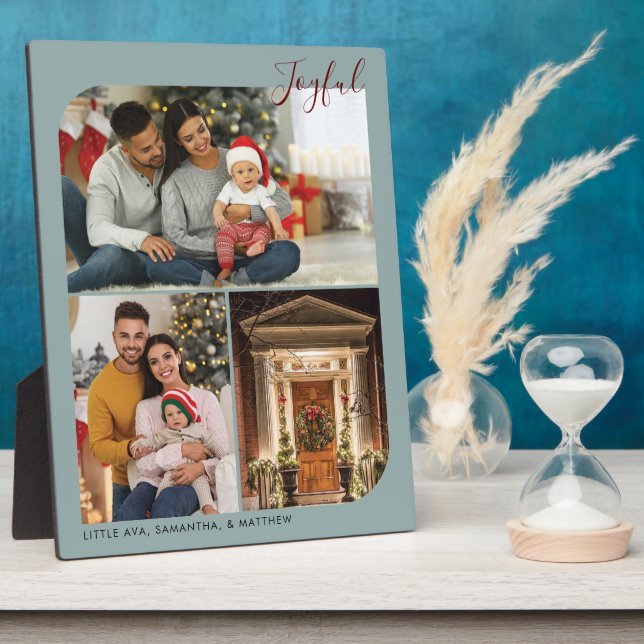 Modern Family Christmas Photo Grandma Personalised Plaque (Side)