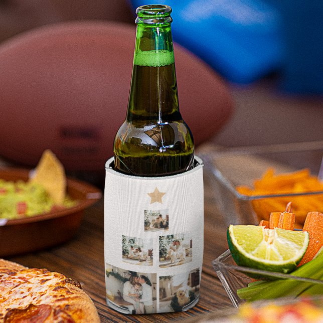 Modern Family Christmas Tree Photo With Star Can Cooler (Creator Uploaded)