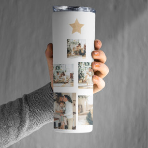 Modern Family Christmas Tree Photo With Star Thermal Tumbler
