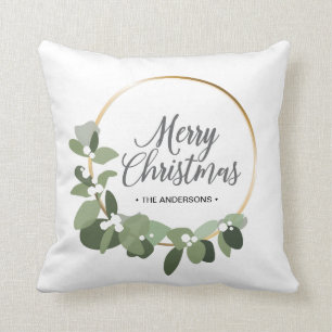 Modern Family Christmas Wreath Merry Christmas Cushion