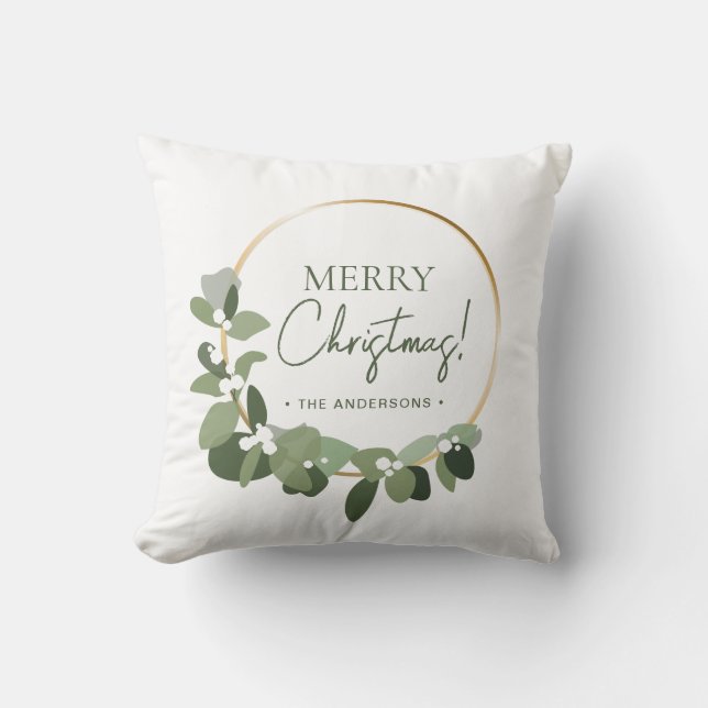 Modern Family Christmas Wreath Merry Christmas Cushion (Front)