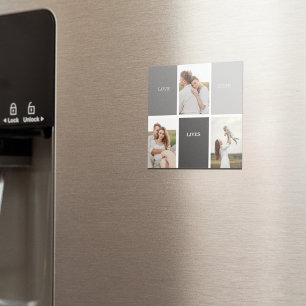 Modern Family Collage Photo & Grey Lovely Gift Magnet