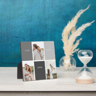 Modern Family Collage Photo & Grey Lovely Gift Plaque