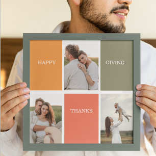 Modern Family Collage Photo Happy Thanksgiving  Poster