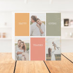 Modern Family Collage Photo | Happy Thanksgiving  Wooden Box Sign<br><div class="desc">Best Gift For Your Friends And Family,  Personalised Thanksgiving Three Photo And Text With Autumn Colours. Happy Thanksgiving</div>