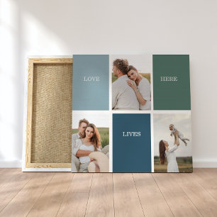 Modern Family Collage Photo   Love Live Here  Canvas Print