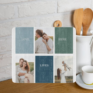 Modern Family Collage Photo   Love Live Here  Cutting Board