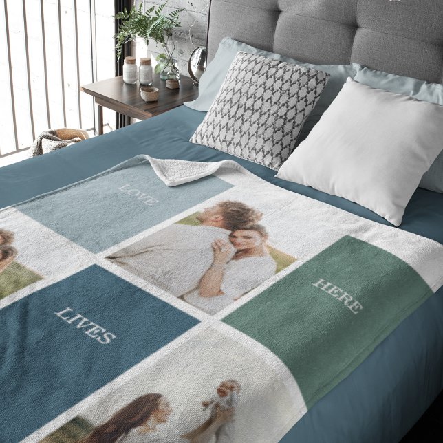 Modern Family Collage Photo | Love Live Here  Sherpa Blanket (Creator Uploaded)