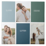 Modern Family Collage Photo | Love Live Here  Tile<br><div class="desc">Introducing the "Modern Family Collage Photo | Love Live Here" gift—a beautiful and personalised keepsake that celebrates the love and warmth of your family. This unique collage photo is a perfect addition to your home decor, capturing cherished moments and memories that define your family's unique journey.The "Love Live Here" inscription...</div>
