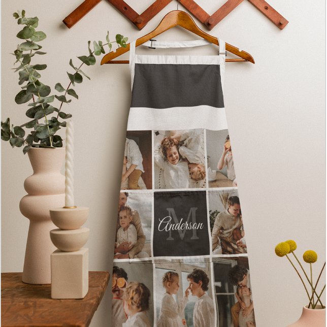 Modern Family Collage Photo & Personalised Gift Apron (Creator Uploaded)