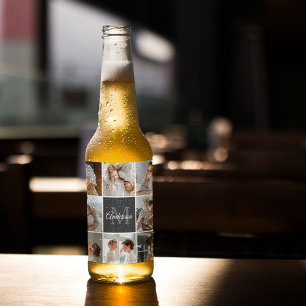 Modern Family Collage Photo & Personalised Gift Beer Bottle Label