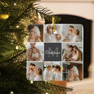 Modern Family Collage Photo & Personalised Gift Ceramic Ornament