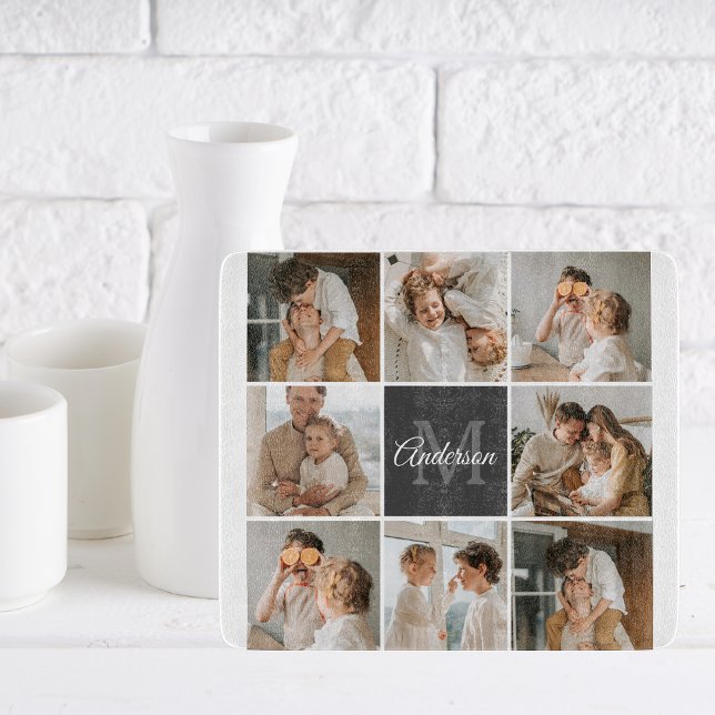 Modern Family Collage Photo & Personalised Gift Cutting Board (Creator Uploaded)