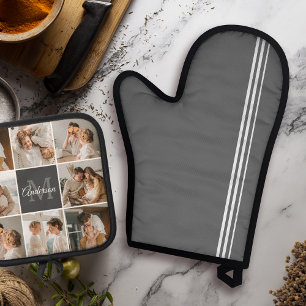 Modern Family Collage Photo & Personalised Gift Oven Mitt & Pot Holder Set