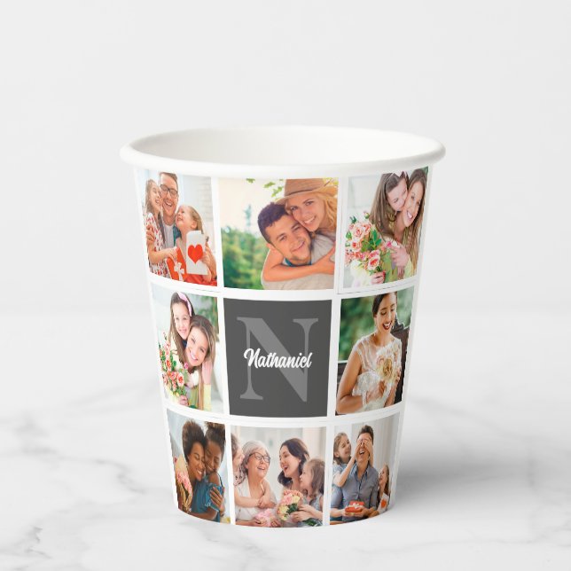 Modern Family Collage Photo & Personalised Gift Paper Cups (Front)