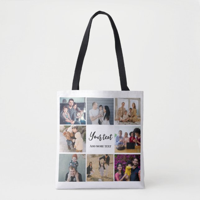 Modern family collage simple personalised tote bag (Front)