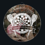 Modern Family Custom Name Wedding Photo Dartboard<br><div class="desc">The Modern Family Custom Name Wedding Photo Dart Board combines entertainment with personal flair, featuring a contemporary design that highlights a photo of your choice alongside the couple's name and wedding date. This customised dartboard makes a fantastic centerpiece for wedding festivities or a unique keepsake to celebrate the special day....</div>
