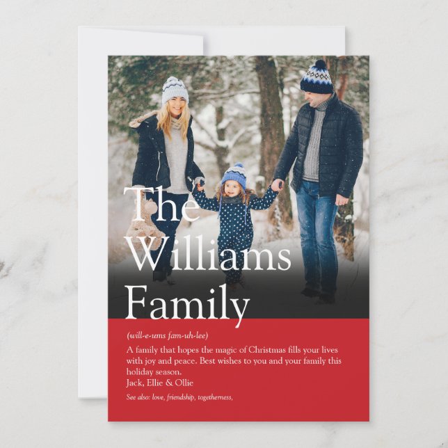 Modern Family Definition Christmas Photo Holiday Card (Front)