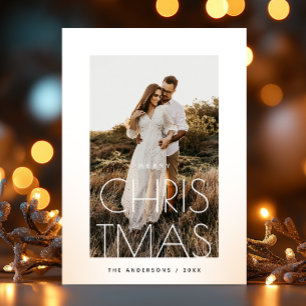 Modern Family Greeting. Minimalist Christmas Photo Holiday Card