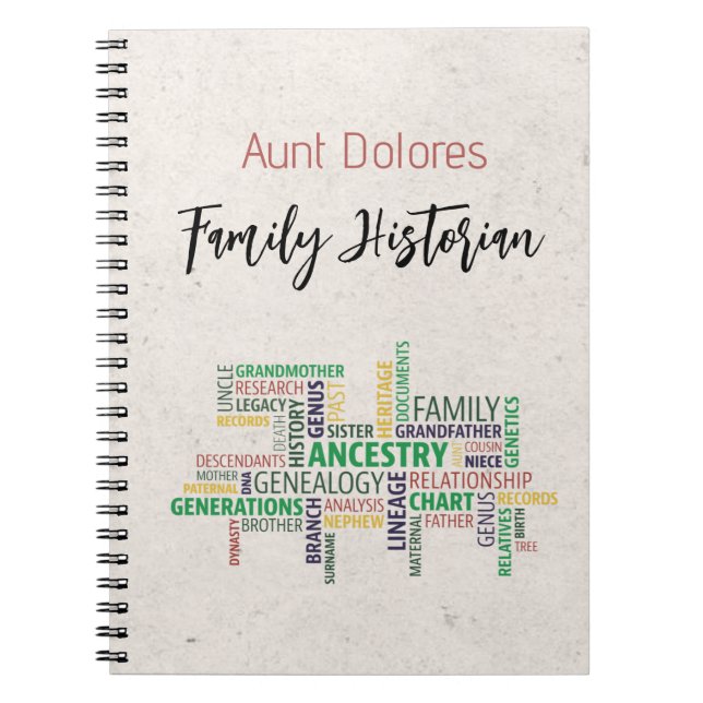 Modern Family History Wordcloud Notebook (Front)