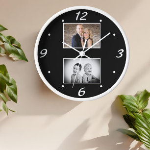 Modern Family Keepsake 2 Photo Collage Clock
