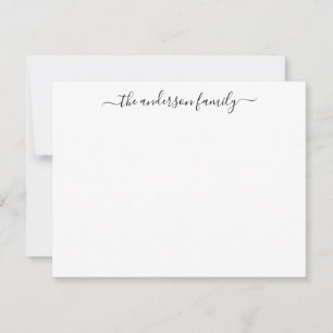 Modern Family Last Name Black Script Calligraphy Card