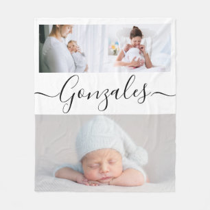 Modern Family lastname Script Personalised Photos  Fleece Blanket