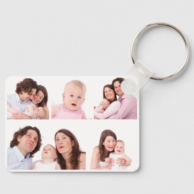 Modern Family Love Quote Custom Photo Collage Key Ring (Front)