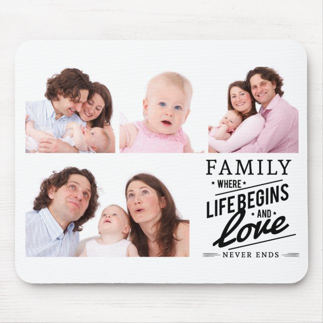 Modern Family Love Quote Photo Collage Mouse Mat (Front)