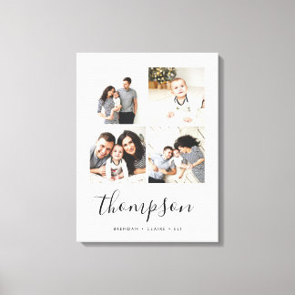 Modern Family Monogram 4 Photo Collage Canvas Print