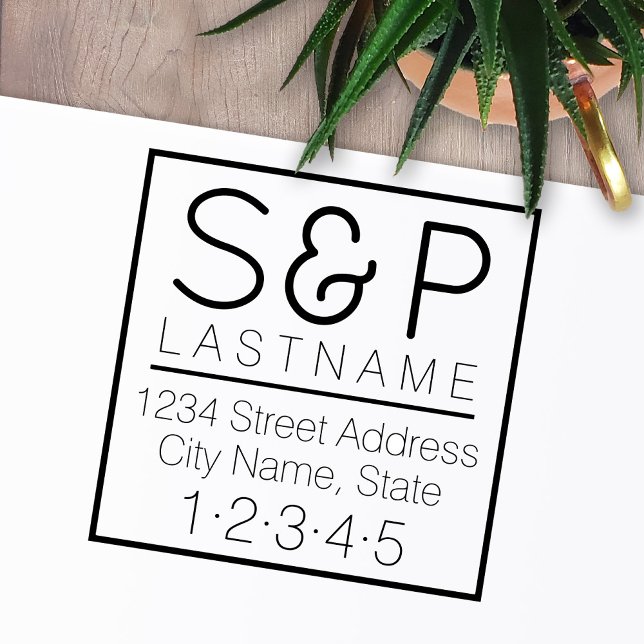 Modern Family Monogram and Return Address Self-inking Stamp (Creator Uploaded)